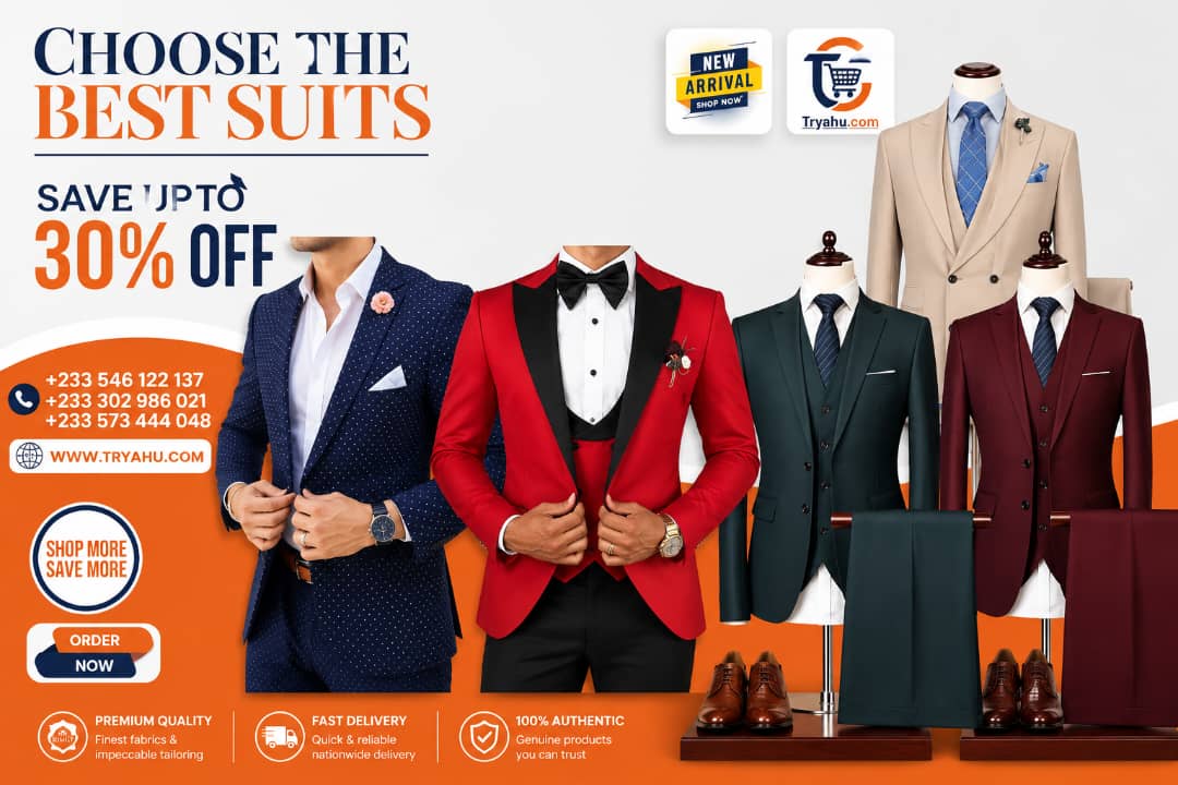 Buy Authentic Tryahu Premium 3-Piece  Men's Suit  Shop Online In Accra